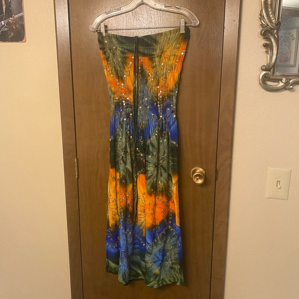 Tie dye sun dress boho M/L